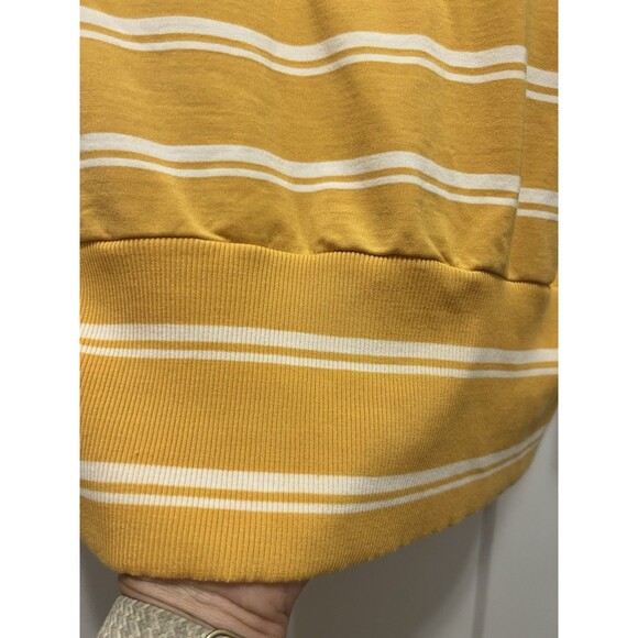 Garnet Hill Cowl Neck Knit Tunic Gold Yellow & White Striped Size Large Cozy - Picture 6 of 7